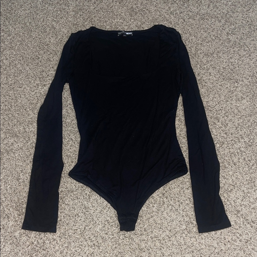Fashion Nova Black Square Neck Bodysuit